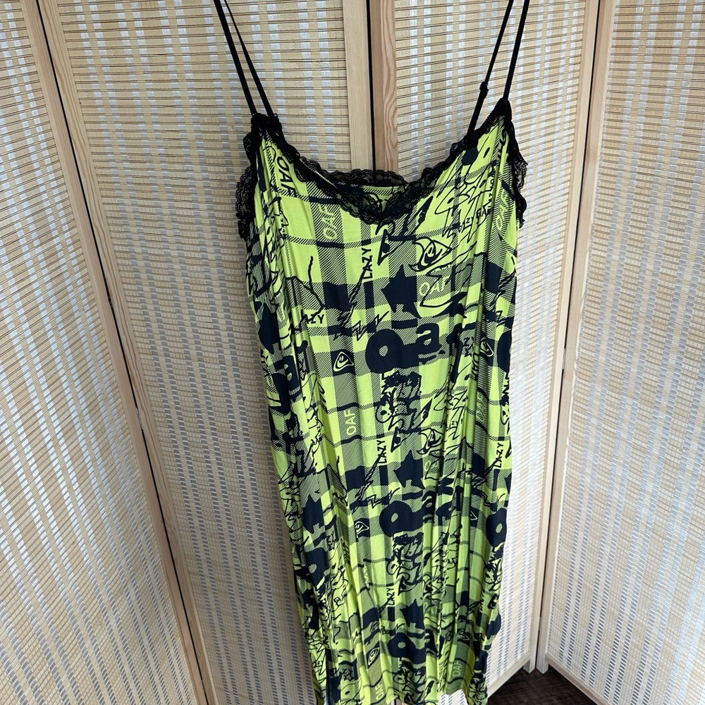 Lazy Oaf Lime Graphic Dress with Lace Trim